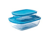 Juego de 2 fuentes rectangulares Cook & Store con tapa azul