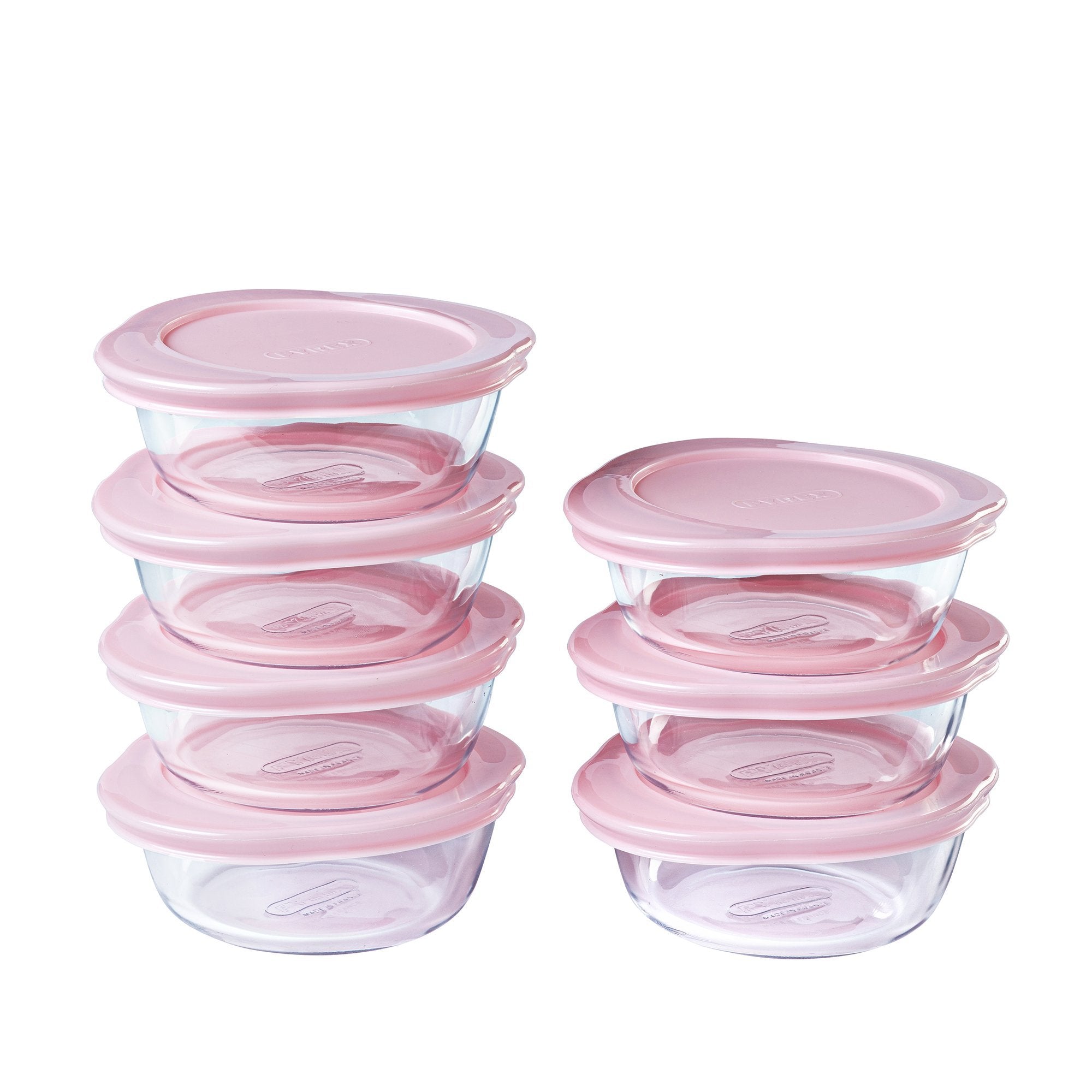 Juego de 7 fuentes de vidrio redondas con tapa -  My First Pyrex