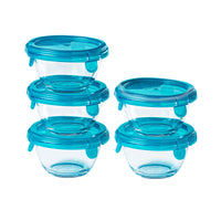 Juego de 5 fuentes de vidrio redondas con tapa -  My First Pyrex